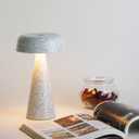 Cordless Mushroom Lamp Rechargeable, Portable Battery Operated Table Lamp Waterproof, Touch Dimmable Night Light for Bedroom/Patio/Dinning/Outdoor (Gardenia White)