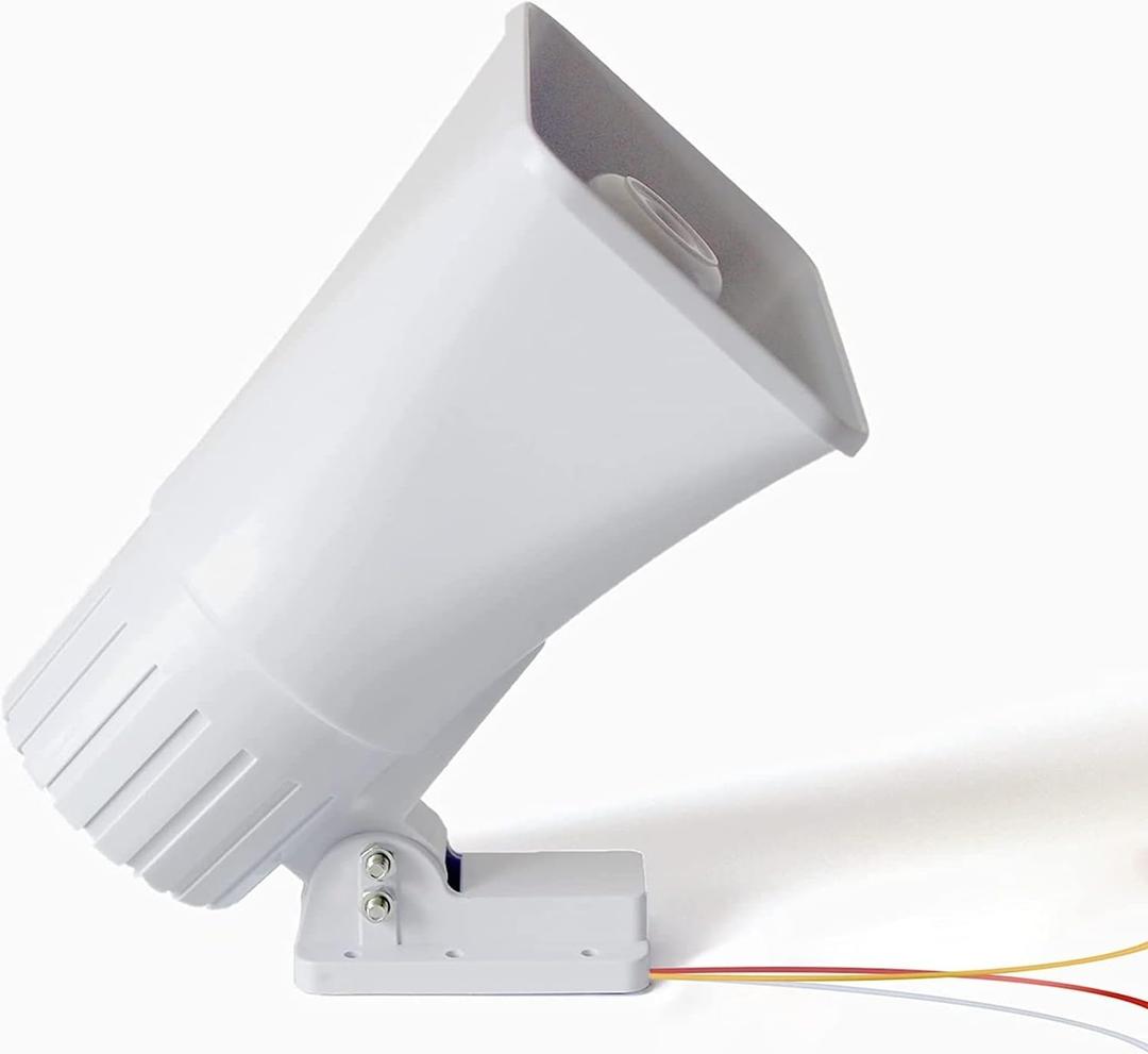 Alarm Dual Tone Wired Horn Siren with Bracket,130DB Loud Voice Warning System for Car Truck Home Doorbell Security Anti-Thief Indoor and Outdoor (White)