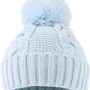 JANGANNSA Winter Knit Baby Hat Twist Warm Beanie for Boys Girls Infant Toddler Baby Beanie with Pompom (0-6 Months)