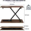 Height Adjustable Standing Desk Converter, 25.16" x 15.75", Wood Finish