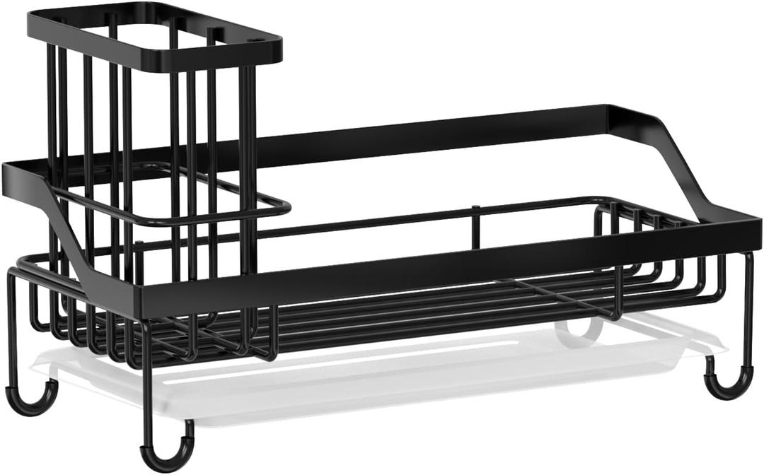 Fssvcd Sink Caddy Sponge Holder for Kitchen with Brush Holder, Kitchen Sponge Caddy Sink Organizer, Dish Sponge Rack for Storage Countertop Essentials Accessories