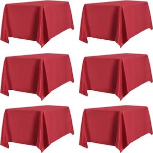 PureFit Pack of 6 Red Table Cloths 60 x 126 Inch, Stain and Wrinkle Resistant Table Linen for 6 Ft Rectangle Table, Polyester Table Covers for Dining Table, Wedding, Party, Banquet and Camping PureFit Pack of 6 Red Table Cloths 60 x 126 Inch, Stain and Wrinkle Resistant Table Linen for 6 Ft Rectangle Table, Polyester Table Covers for Dining Table, Wedding, Party, Banquet and Camping