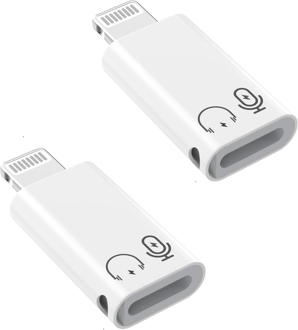 2Pack Lightning Male to USB C Female Charging Adapter,[MFi Certified] Type C Charging Support Data Transmission Call Audio Connector Dongle for iPhone 14/13/12/11/8/7/XS/Plus/Pro Max/6/5 iPad No Call