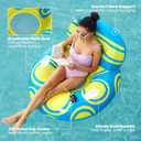Sloosh Inflatable Pool Float Lounger - River Tube Floating Chair Sofa with Big Backrest, Blow Up Floaties Lake Raft Lounge with Mesh Bottom Handle Cup Holder Pool Party Toys for Adults (Blue Yellow)