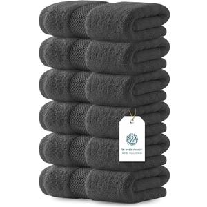 White Classic Luxury Charcoal Hand Towels - Soft 100% Turkish Cotton | Highly Absorbent Hotel spa Bathroom Towel Collection | 16x30 Inch | Set of 6 (07: Charcoal Gray)