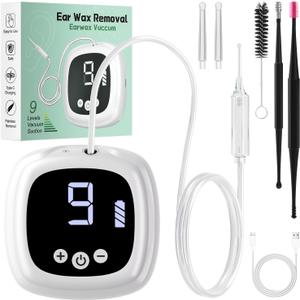 Ear Vacuum Wax Remover, Ear Wax Removal Kit with 9 Levels Strong Suction, Electric Ear Wax Remover Ear Vacuums, USB Rechargeable Reusable Ear Suction Vacuum Tool (White) Ear Vacuum Wax Remover, Ear Wax Removal Kit with 9 Levels Strong Suction, Electric Ear Wax Remover Ear Vacuums, USB Rechargeable Reusable Ear Suction Vacuum Tool (White)
