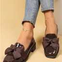 MakeMeChic Women's Bow Loafer Shoes Leather Square Toe Slip on Pump Dressy Shoes, Size: 6