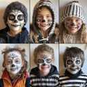 2 x Face Body Paint Set-Black + White + Grey