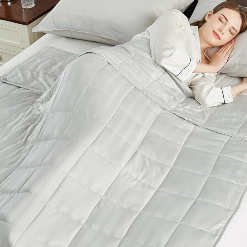 Weighted Blanket Queen/King Size (80"x87" 15lbs),Ultra Soft and Cozy Cooling Weighted Blanket for Adult,Heavy Blanket with Machine Washable Soft Blanket, Light Grey