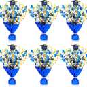 6 Pcs Graduation Table Centerpieces, Blue and Gold Graduation Table Decorations 2026 Metallic Foil Spray Grad Tabletop Centerpiece Star Burst Glitter Graduate Cap Class of 2026 Graduation Party Favors