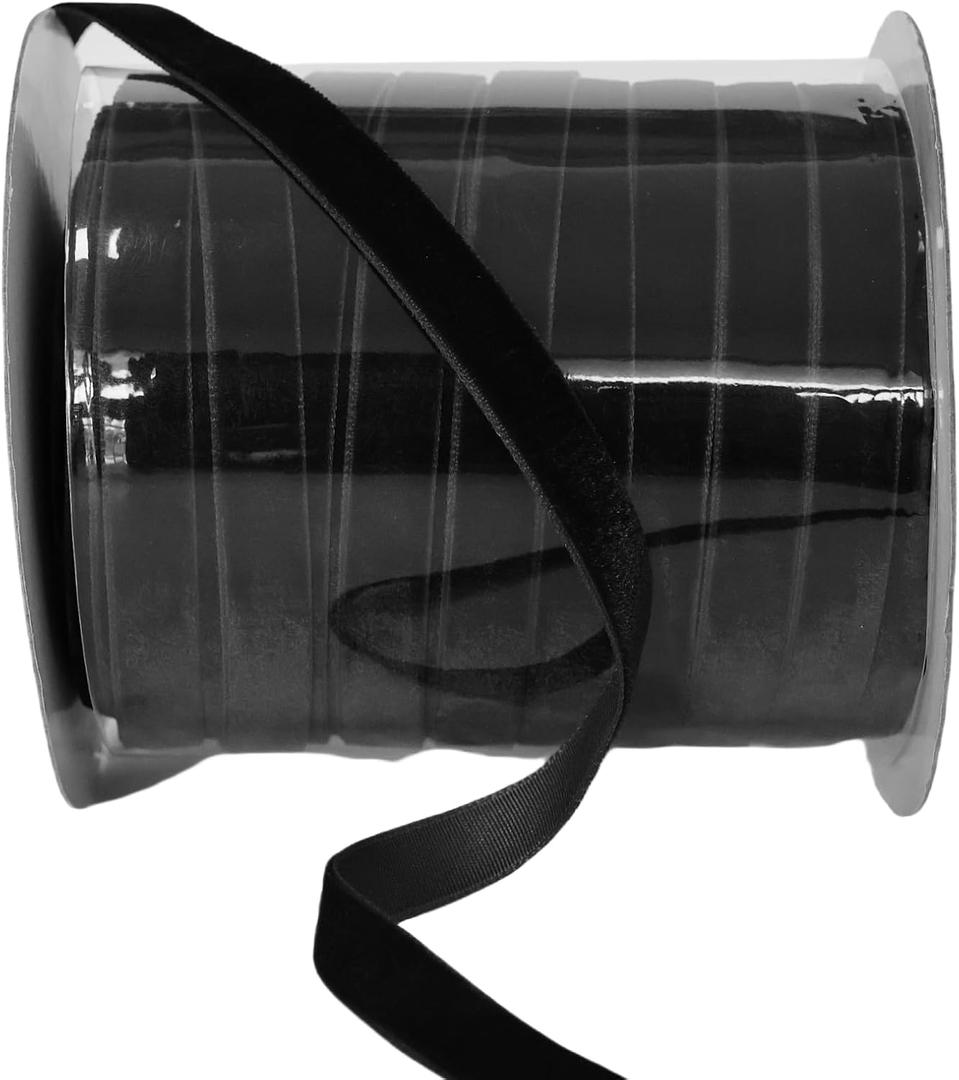 Abbaoww Black Velvet Ribbon 1/2 Inch Wide 50 Yards Christmas Ribbon for Gift Wrapping Flower Bouquet Bow Making Crafts Home Decor