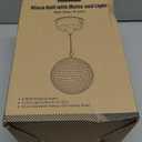 Disco Ball with Motor and Light, 8" Hanging Mirror Ball and 6RPM Batteries Powered Rotating Motor with 4 Light Colors and 18 LEDs for Disco Party Decoration, DJ Club