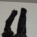 Lolita Mesh Lace Fingerless Gloves Women Gothic Bowtie Arm Sleeves Y2K Tulle Long Gloves Bridal Prom Wrist Cuff (One Size, Shoulder Black)