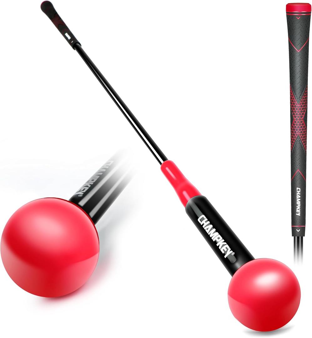 CHAMPKEY Golf Swing Trainer - Tempo & Flexibility Training Aids Warm-Up Stick Ideal for Golf Indoor & Outdoor Practice (40", Red)