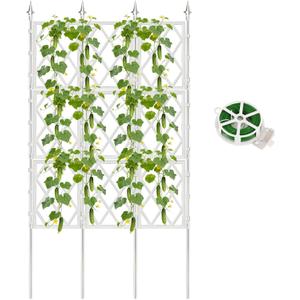 5.25FT Garden Trellis for Climbing Plants Outdoor,White Iron Pipe Support Fence,Metal Wall Lattice Climbing Frame for Potted Plants Indoor for Ivy Vines Vegetable Flower, Patio, Lawn, Yard, Backyard