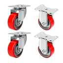 3 Inch Caster,Heavy Duty Caster Wheels Set of 4,Load 1400 Lbs,Polyurethane Steel Wheels,Noiseless Swivel Casters for Trolleys,Furniture,Toolboxes(2Swivel&2Rigid)