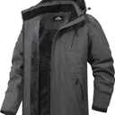 Men's Mountain Winter Coat Warm Fleece Ski Snow Jacket Waterproof Raincoat with Hood (Gray, M)
