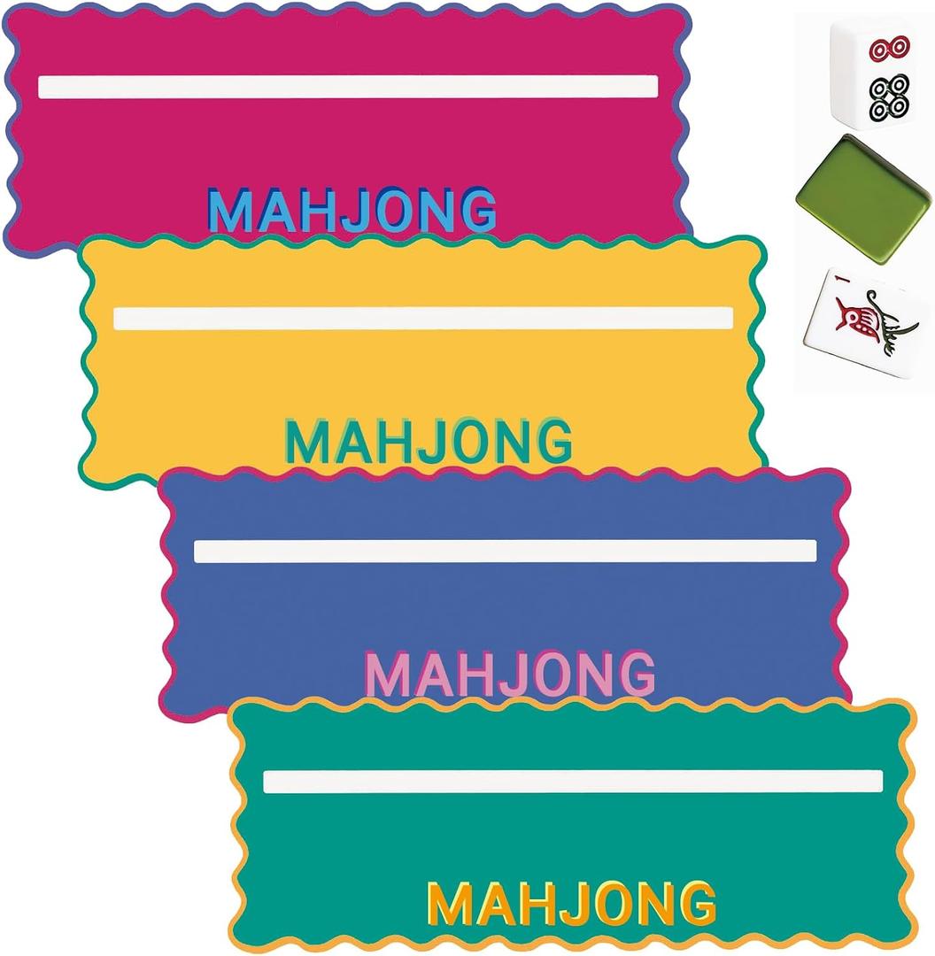 Soulchen 4 Pcs Mahjong Line Finder Card Guide Colorful Line Reader Cards for Game Night Competition Parties Mahjong Lover Gifts Accessories for Beginners(Dark Color,Style 1)