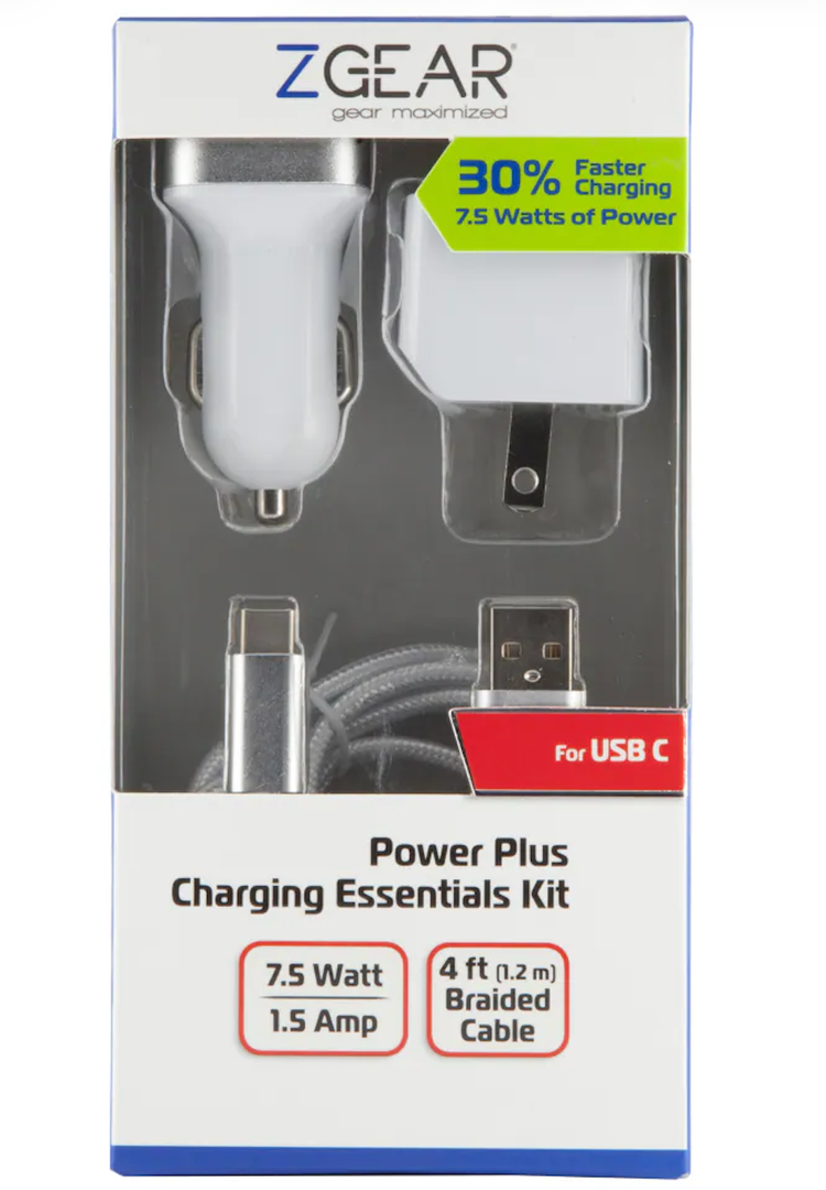 ZGear Power Plus Charging Essentials 3 Pc Kit 7.5Watt 4Ft