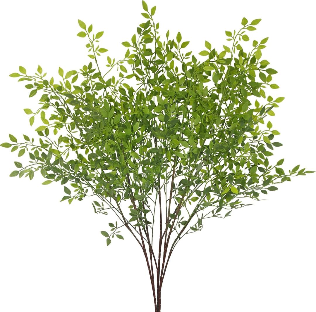 3 Pcs Faux Greenery Stems for Vase 43.3 inch Artificial Branches with Leaves Nandina Fake Plants Spring Stems for Vase Home Shop Garden Decoration