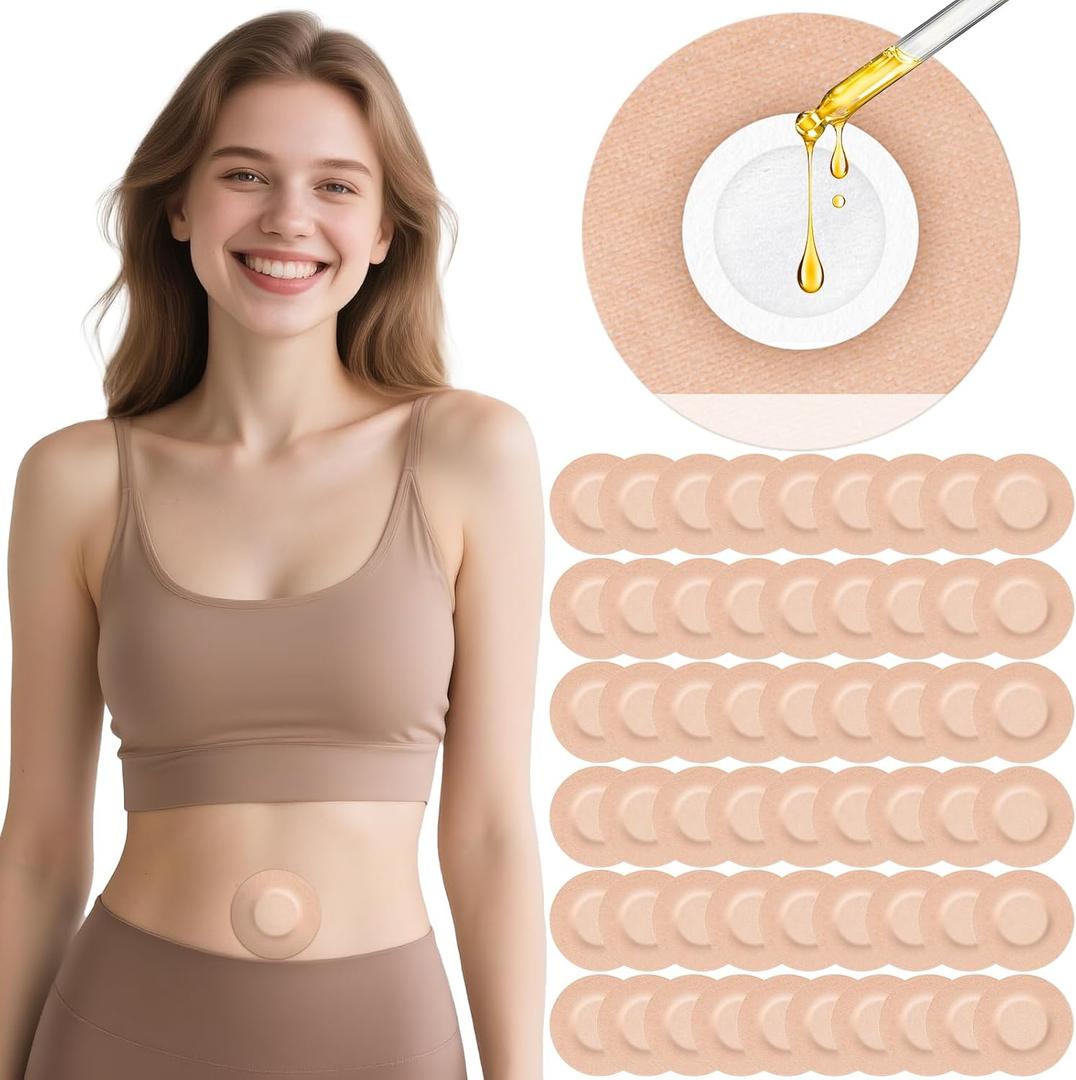 OPOX 54PCS Castor Oil Patches, Castor Oil Pack Wrap Organic Cotton, Suitable for The Navel Disposable Self Patch, Bottom & Sides are Leak-Proof, Breathable & Portable, No Wash - Khaki