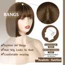 WERD Short Brown Bob Wig with Bangs,10 inch Brown Straight Bob Wig for Women Heat Resistant Fiber for Cospaly Velma