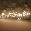 SYLHOME Large LED Neon Light Signs 12V Best Day Ever 26"X7.9" Wedding Ceremony Party Birthday Art Wall Backdrop Sign Decor, for Bedroom Home Bar Pub Neon Night Light Warm White, 26 inches by 7.9 inches