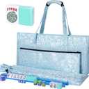 American Mahjong Game Set, 166 Light Green Tiles, Blue Bag with Entire Accessories, 4 All-in-One Rack/Pushers, Mahjong Tiles Set