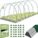36pcs Garden Hoops for Raised Beds with Garden Netting, Rust-Free Fiberglass Greenhouse Hoops Grow Tunnel & Clips, Hoop House Support Frame for Row Cover & Plant Stakes for Vegetables