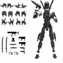 Pre-Assembly 3D Printed 5.54'' Stick 13 Action Figure, Multi-Jointed Tian13, Articulated T13 Desktop Decoration,12 in 1 d13 Accessories, Best Birthday Festival Gift (Black Mix White)