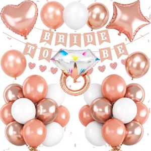 Bridal Shower Decorations Rose Gold White Bride To Be Balloon Set, 12-Inch, 18-Inch