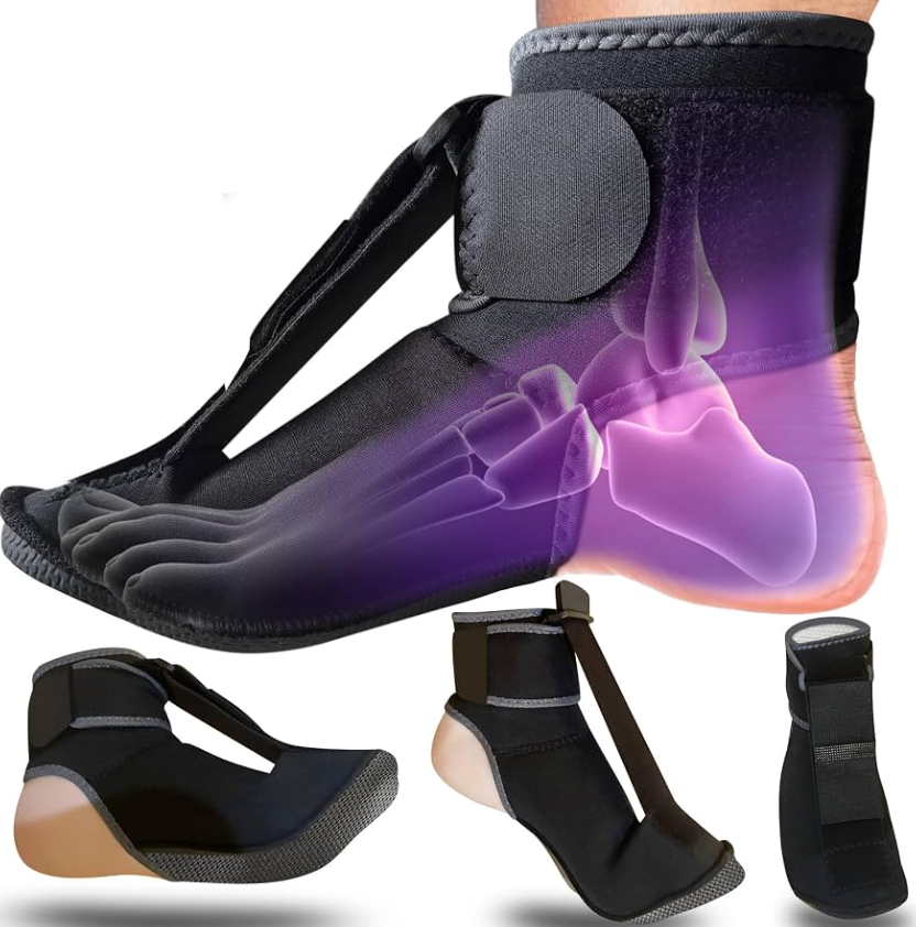 Plantar Fasciitis Night Splint Sock with Massage Ball for Tension Relief, Alleviate Pain from Plantar Fasciitis, Arch Pain, Heel Spur, Foot-drop and Achilles Tendonitis, Soft and Comfortable Foot Brace for Men and Women, Small-Purple