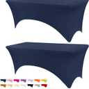 BDDC Table Covers for 6 Foot Tables, 2 Pack Navy Blue Washable and Wrinkle Resistant Stretch Tablecloths Rectangle 6ft for Events, Wedding, Banquets, Parties, Navy Blue, 72"x30" (Rectangular) 2Pack