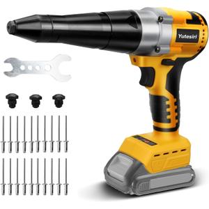 Cordless Rivet Gun Compatible with Dewalt 20V Max Battery, with a kitbox, Brushless Electric Automatic Rivet Gun for Rivets 1/8'', 5/32'', 3/16", for Metal Plastic and Leather