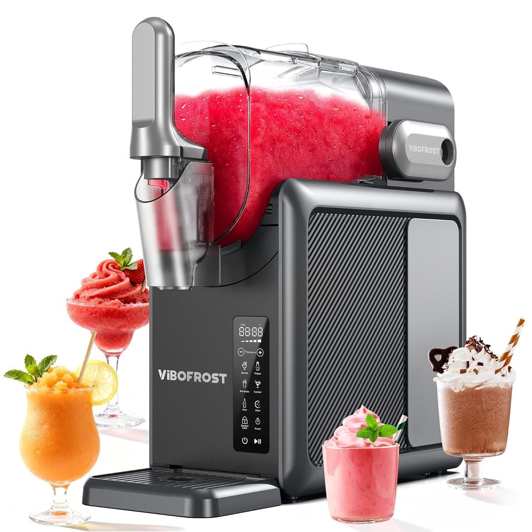 Slushie Machine for Home, 88 oz Frozen Drink Maker with Timer & Auto-Fresh Keep, Smart Display, Self-Cleaning, Quiet Operation, No Ice Needed, Perfect for Margaritas, Frapps, Milkshakes & More (Space Grey)