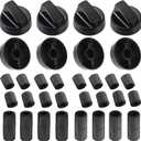 Seentech 8-Pack Universal Control Knobs with 24 Adapters Compatible with Oven/Stove/Range Universal Knobs Wide Application. (Black)