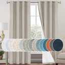 PrinceDeco Linen 100% Blackout Curtains for Bedroom/Living Room Reduce Noise Light Blocking Window Curtains Drapes for Boho Home Decor, Linen Look Fabric with White Liner (52 x 96 Inch,Cobblestone)