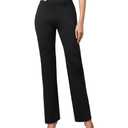 Agenlulu High Waisted Dress Pants for Women Tall Straight Leg Pull On Black Work Slacks 31.5", XL