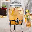 Style Setter Beverage Dispenser Cold Drink Dispenser w/ 2-Gallon Capacity Glass Jug, Metal Stand & Leak-Proof Acrylic Spigot, Glass Lid, Great for Parties, Weddings & More