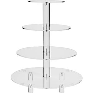 Jusalpha 4 Tier Round Acrylic Cupcake Stand-cake stand-dessert stand, cupcake Tower (4 Tier With Base)