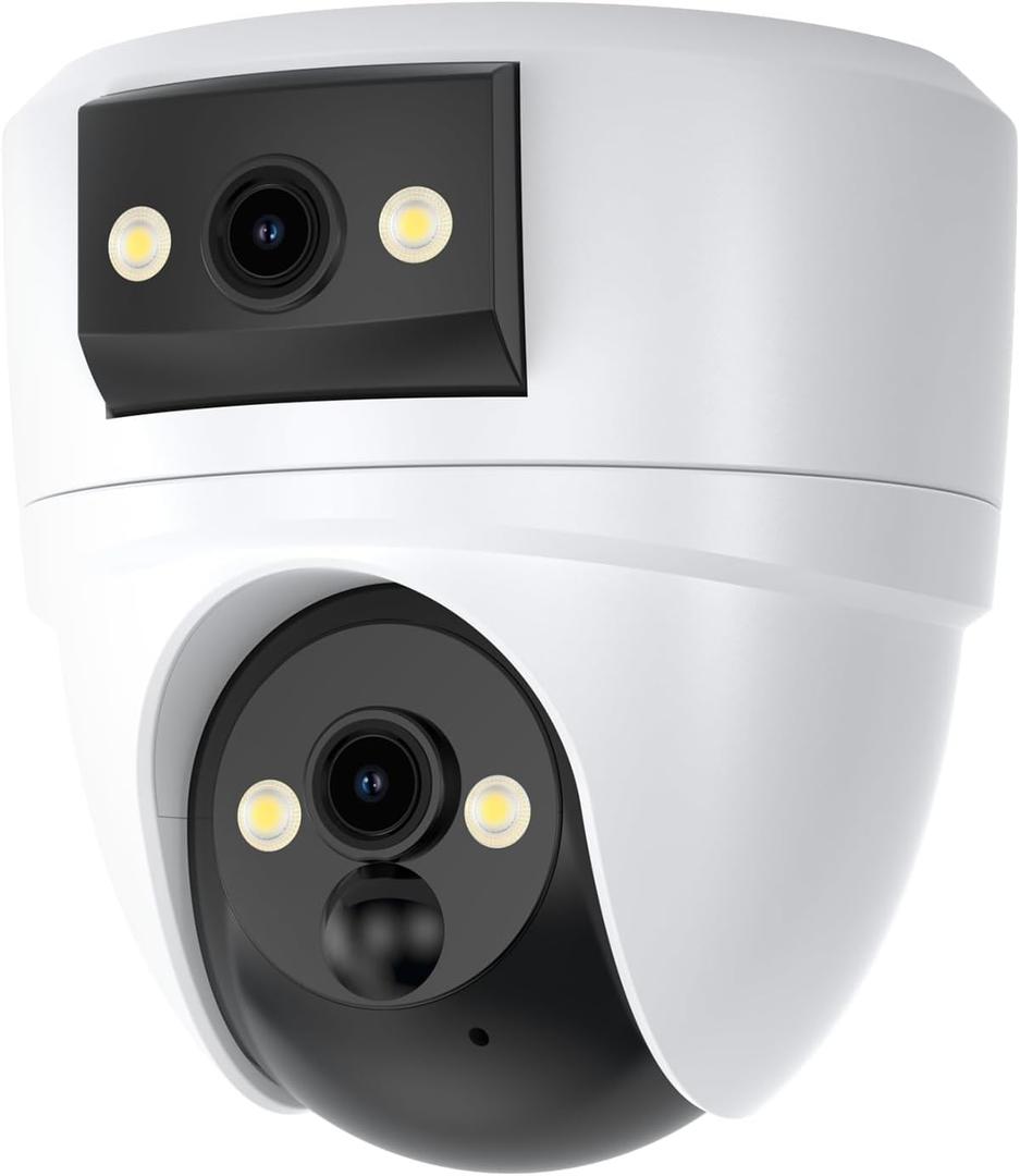 VSTARCAM 2K Dual Lens Security Camera Indoor, Free Cloud & SD Storage, No-Drill Ceiling Mount, 360Â° PTZ & Wide Angle, WiFi 6 2.4/5G, Color Night Vision, Motion Alerts, 6-Month Battery, 2-Way Talk
