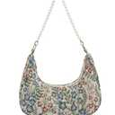 Verdusa Women's Floral Print Shoulder Bags Casual Underarm Purses with Pearl Strap