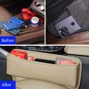 Car Seat Gap Filler 2Pack Multifunctional Car Seat Organizer and Storage Automotive Seats Accessories Car Adjustable Gap Filler for Phones, Glasses, Keys, Cards (ivory)