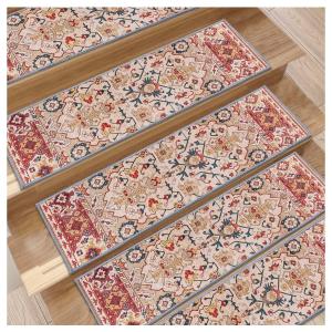 8x 30 Carpet Stair, Anti-Slip Carpet Treads for Wooden Steps, Self-Adhesive Decorative Stair Runners, Slip-Resistant Treads for Indoor Wooden Staircases (15, Red, 8X30 inch)