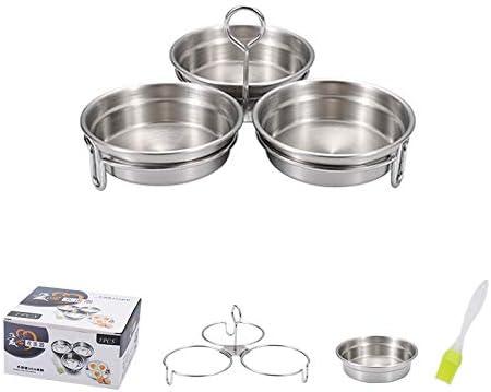 Stainless Steel Egg Poacher, 3-Cup Poached Egg Maker Cups, Nonstick Egg Steamer with Rack for Microwave Oven Stovetop Steamer