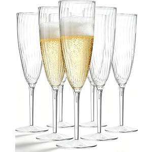 BELLAFORTE 12 PCS Plastic Champagne Flutes, 6 oz Clear Disposable Champagne Glasses, Elegant Party Disposable Champagne Flutes for Weddings, New Year’s Eve, Celebrations, Events & Home Use