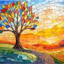 Colorful Stained Glass Tree of Life Puzzle - 1000 Pieces Jigsaw Puzzle for Adults - Challenging and Unique (19.7x27.6 in)