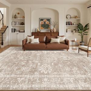 9x12 Area Rugs for Living Room Washable Beige Non-Slip Rug
Vintage Medallion Rug，Soft Low Pile Large Rugs，Indoor Retro Carpet for Bedroom Nursery Dining Table Farmhouse Home Office