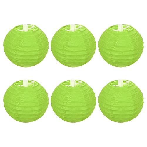PATIKIL 4 Inch Paper Lanterns, 6 Pack Round Folding Hanging Lamp Shade for Wedding Home Party Festival Celebration, Green