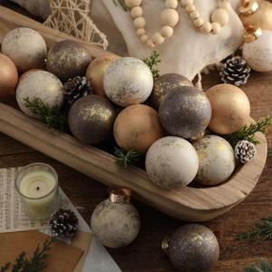 Soulchen 12 Pcs Neutral Textured Christmas Ball Ornaments Vintage Christmas Tree Decor Rustic Distressed Ornaments with Loop Shatterproof Hanging Ball for Farmhouse Xmas Decor(2.36 Inch,Brown)